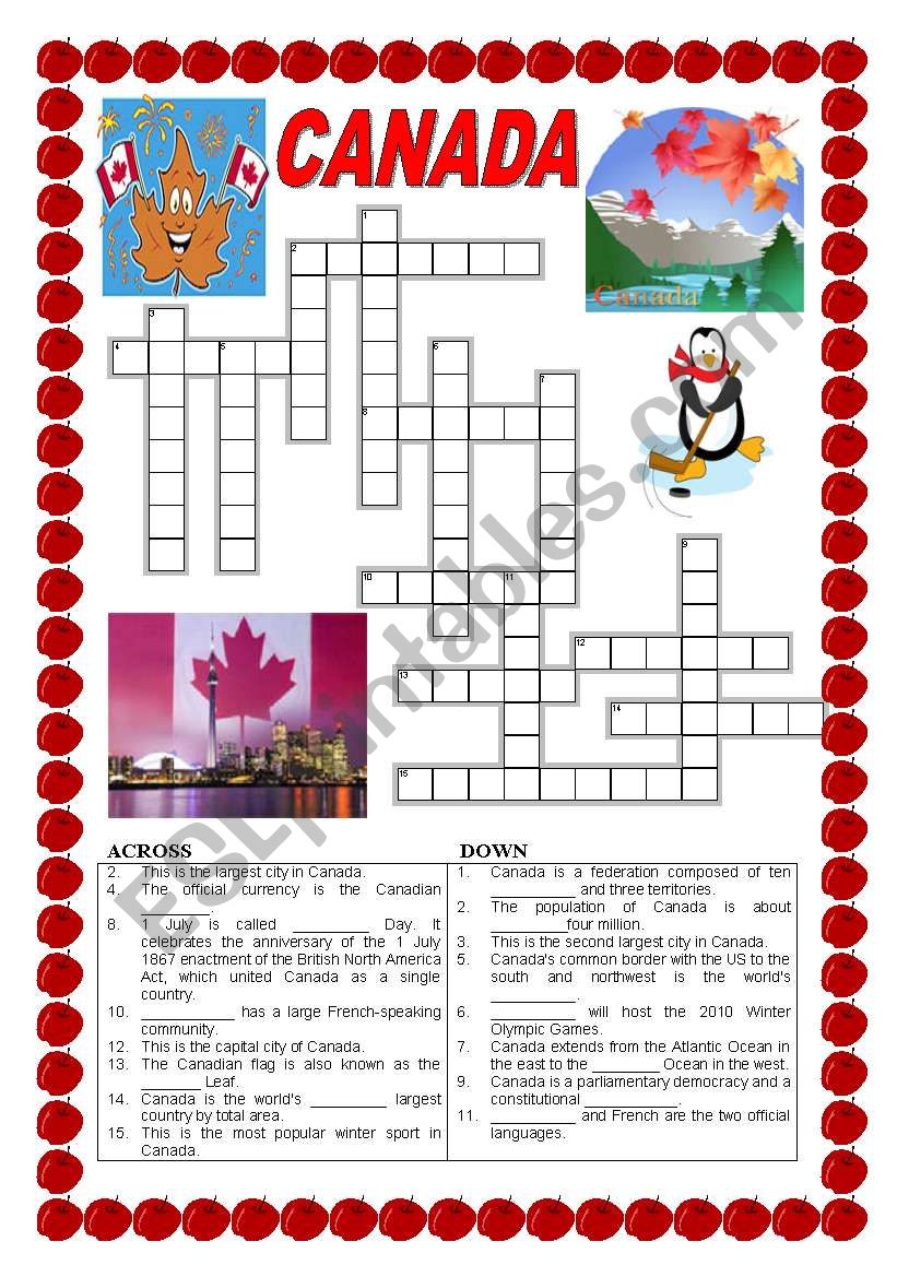 Canada - crossword worksheet