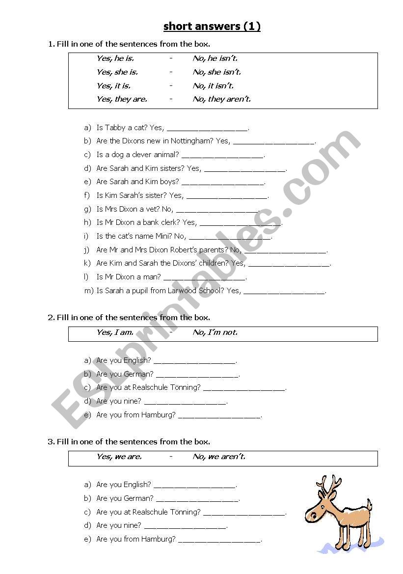 short answers (1) simple present