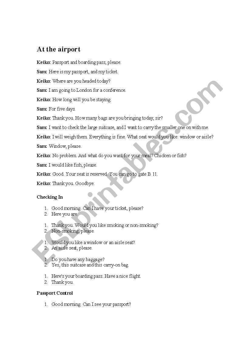 Airport talks worksheet
