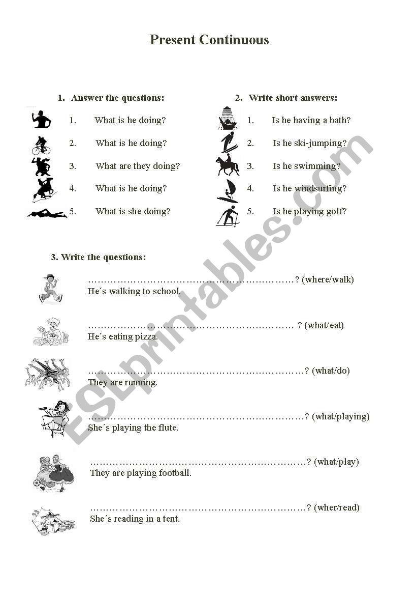 Present continuous  worksheet