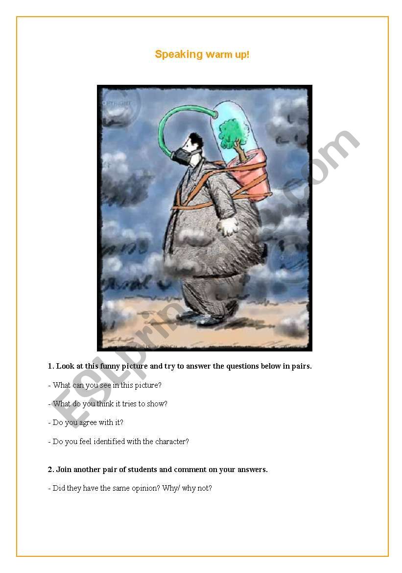 Speaking about pollution worksheet