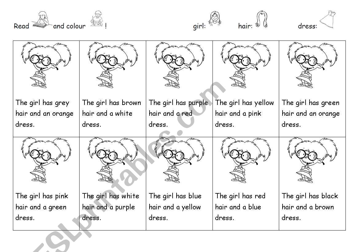 Colour the girls worksheet