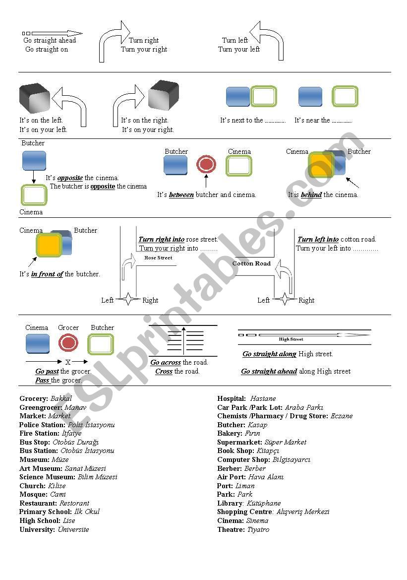 Giving Directions worksheet