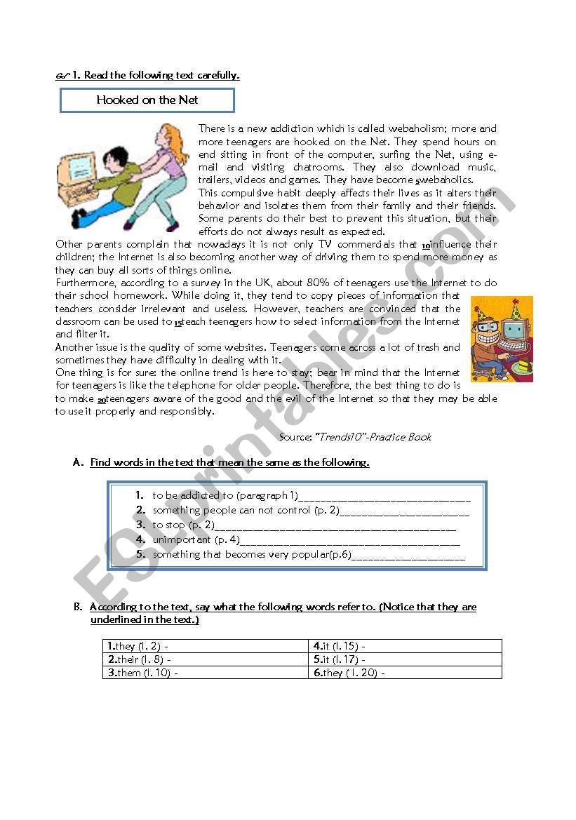  Test for year 10-Hooked on the Net-page 1