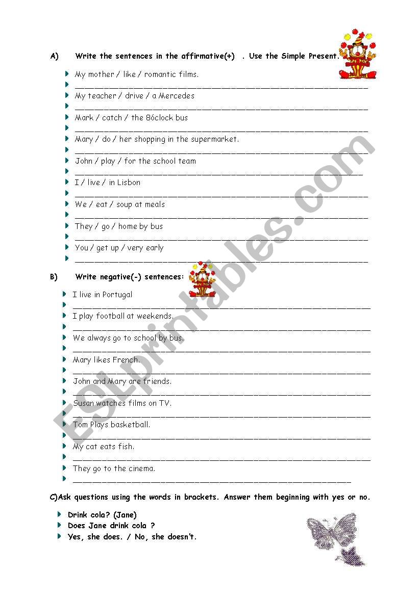 simple present tense worksheet