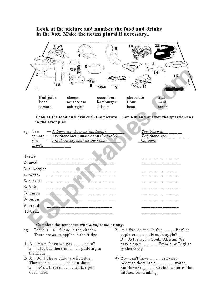 food worksheet