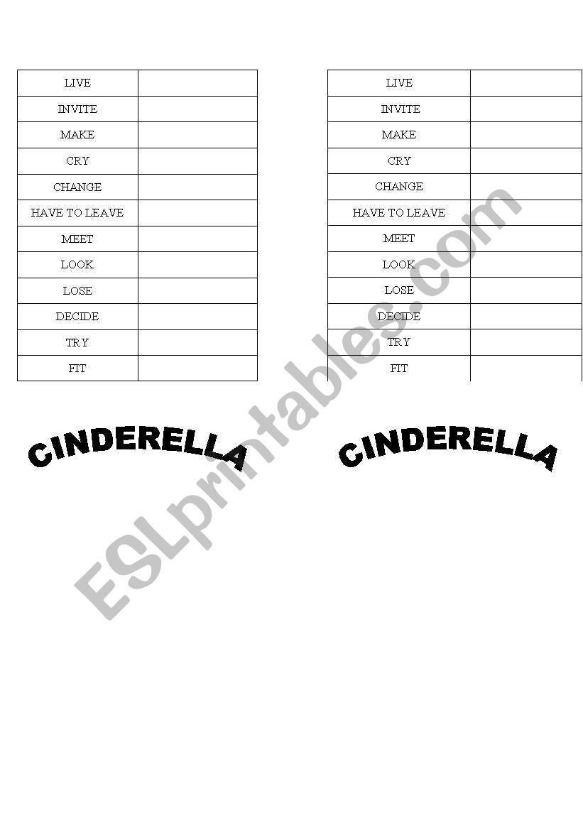 cinderella vocabulary worksheet
