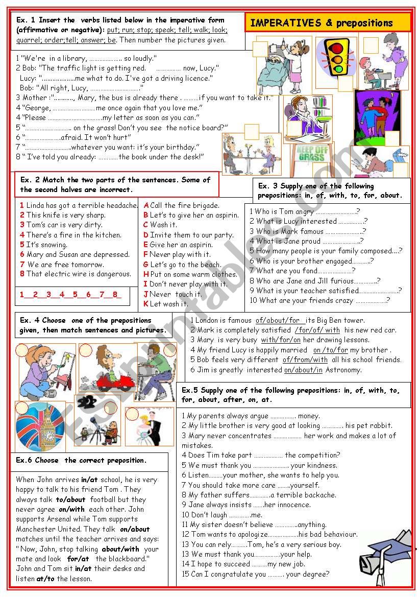 Imperatives and Prepositions worksheet