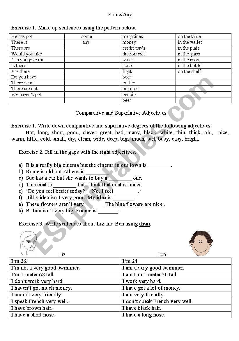 Comparative and superlative adjectives