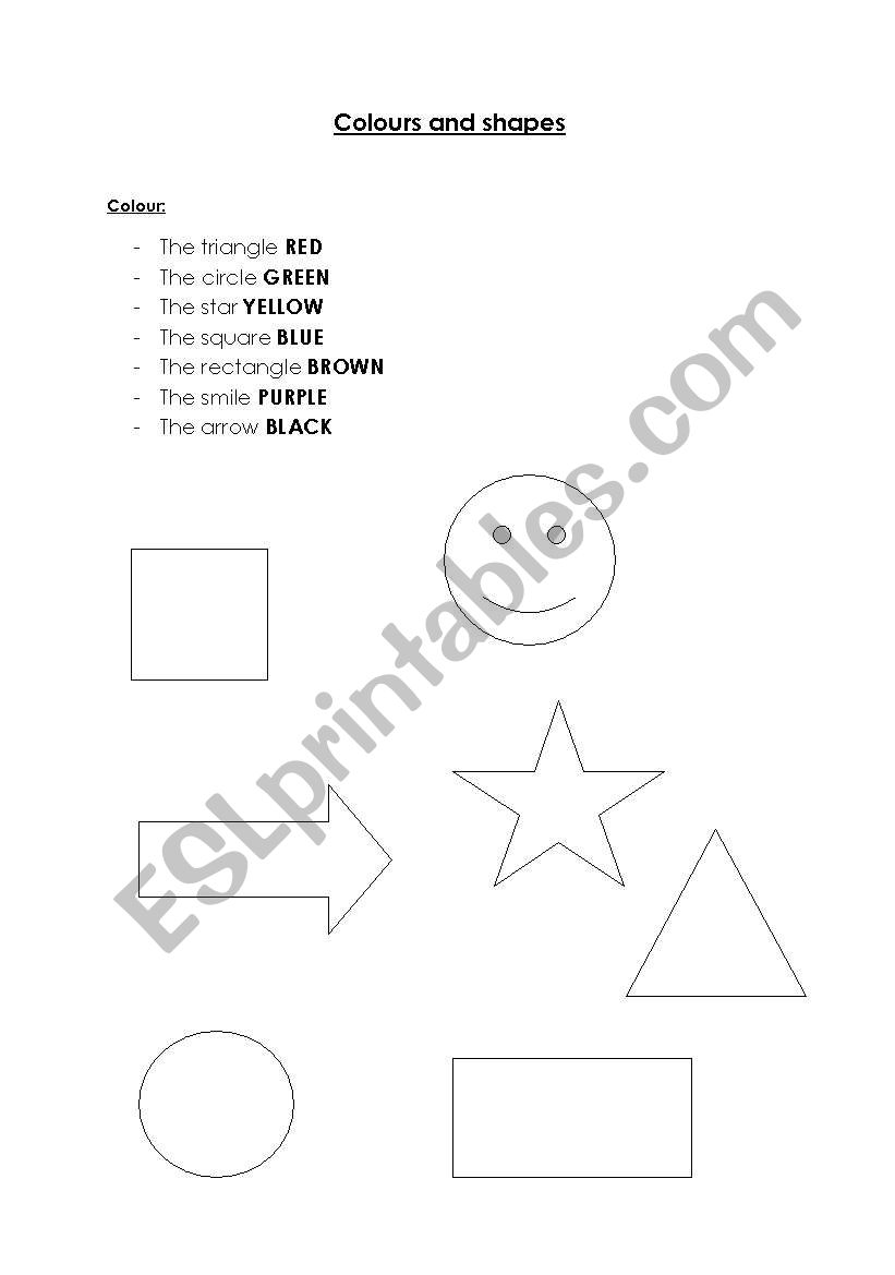 Colours and Shapes worksheet