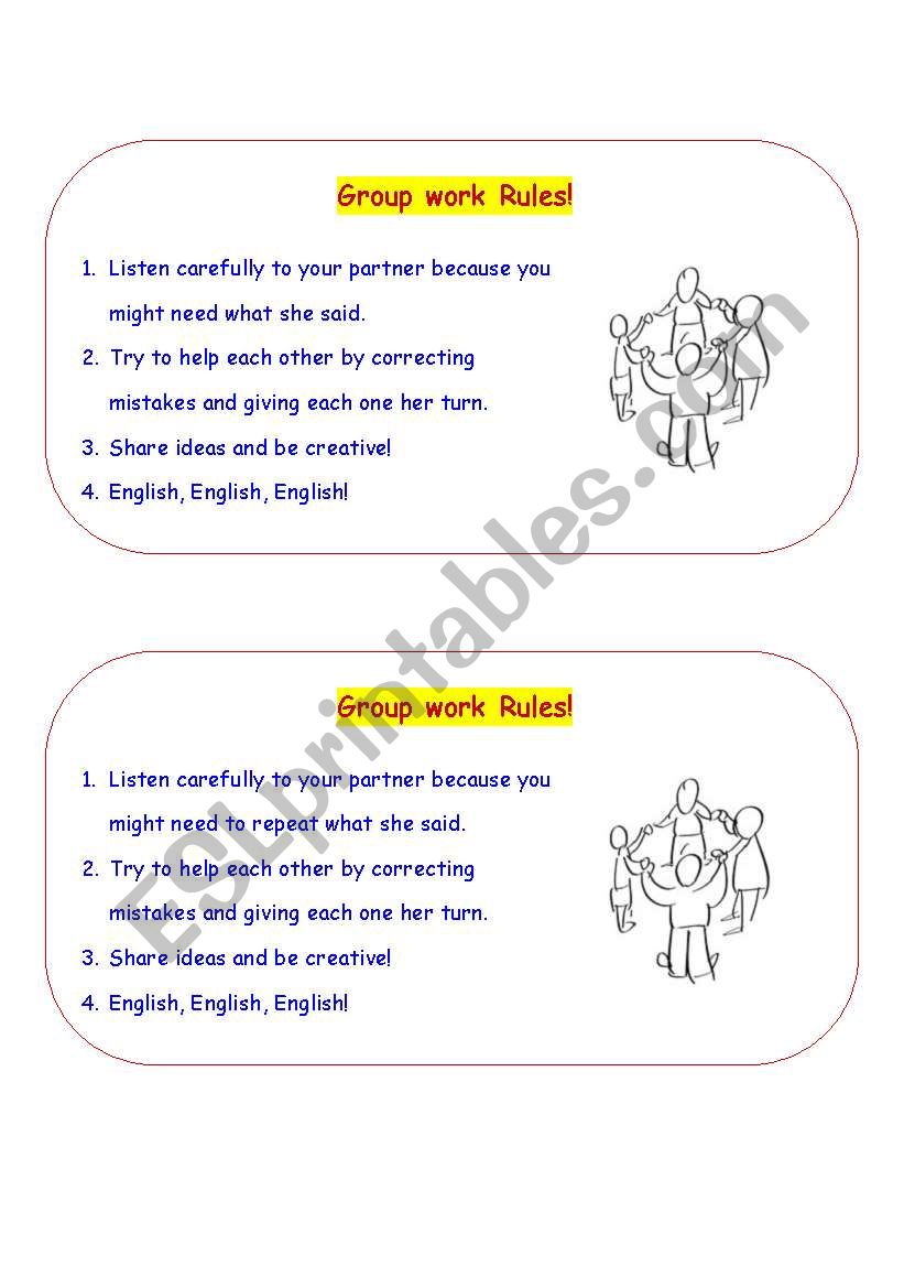 group work rules worksheet