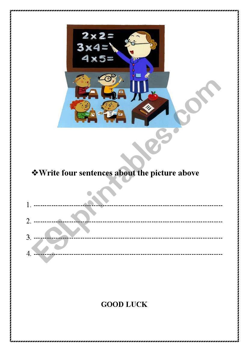Writing about the picture worksheet