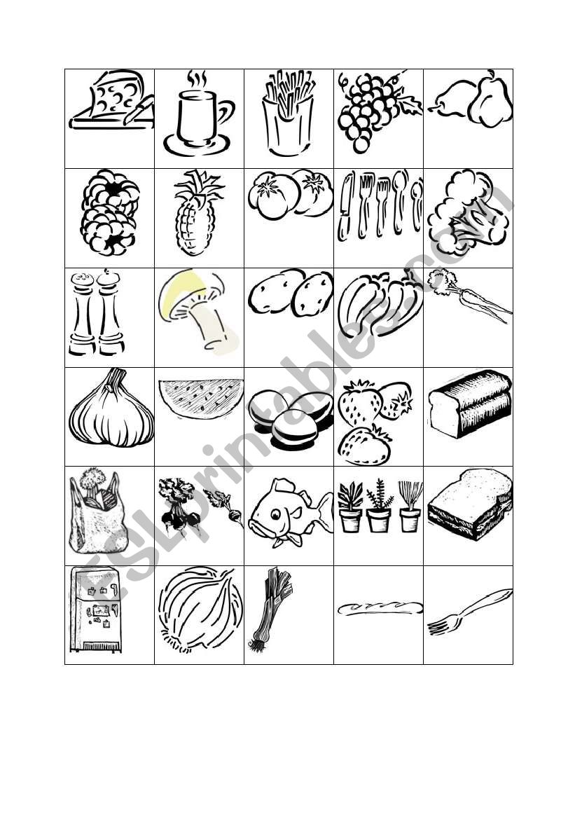food-vocabulary practice-bingo