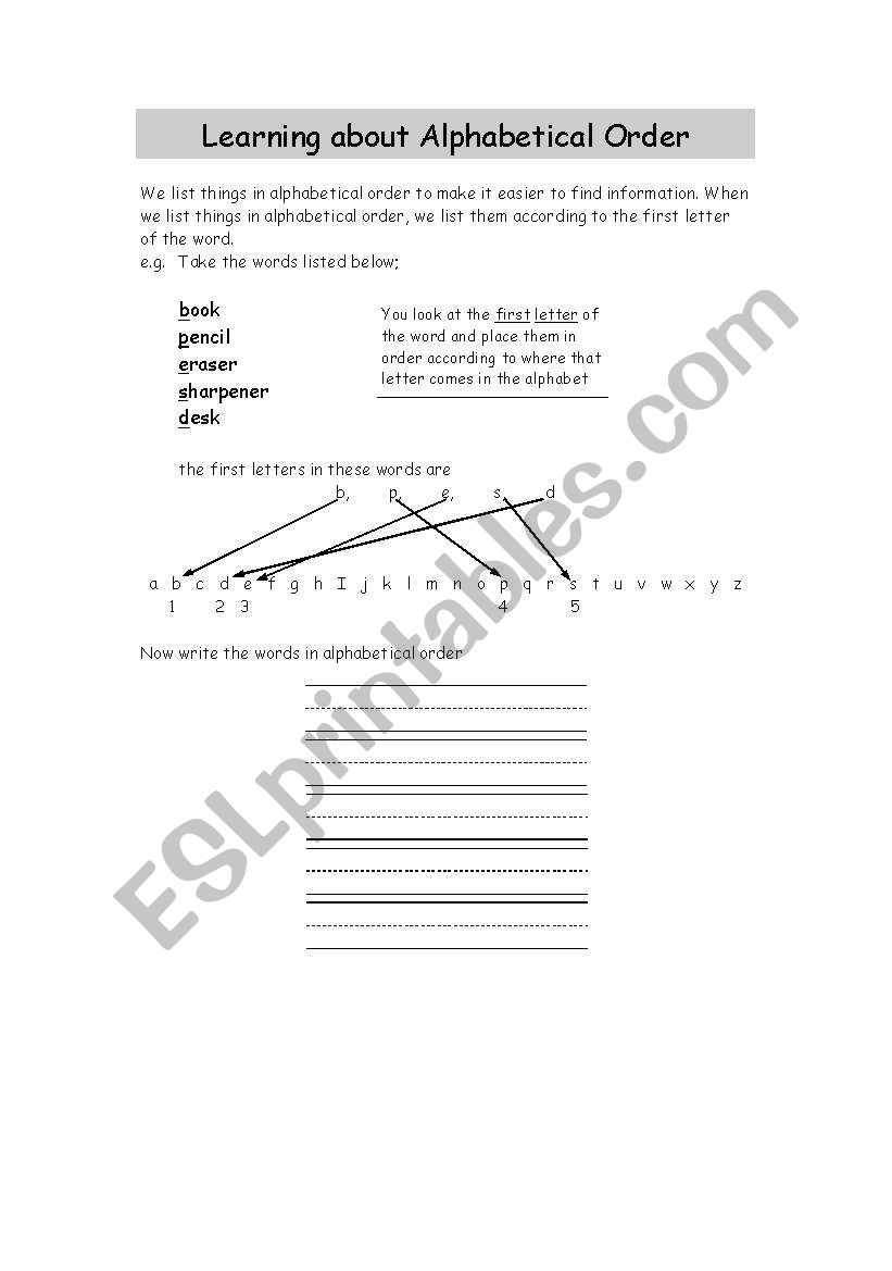 Alphabetical Order worksheet