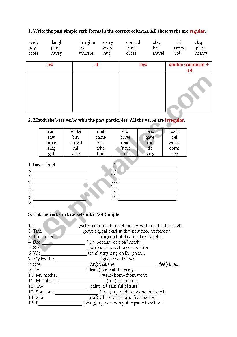 Past Simple worksheet