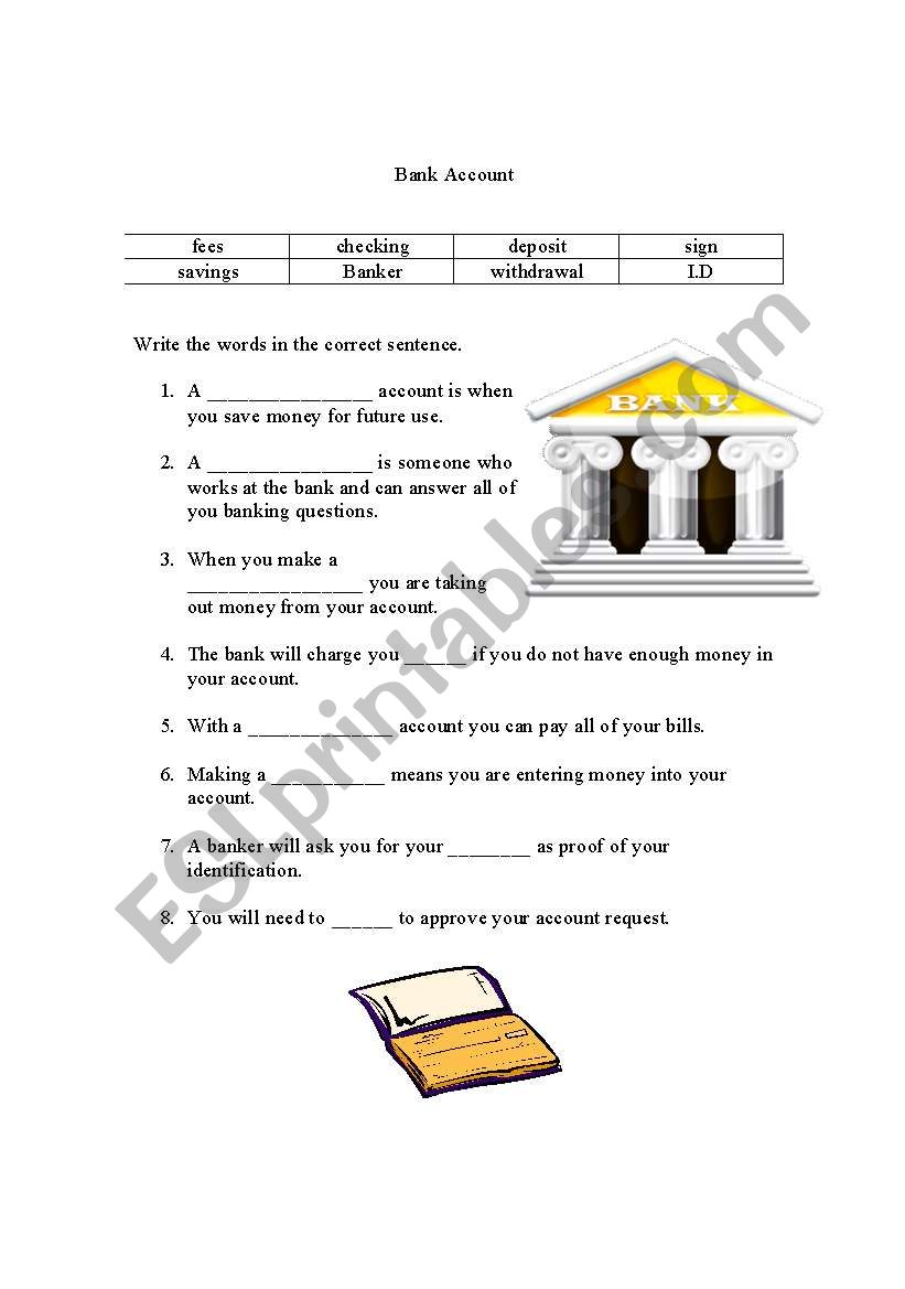 Bank Account worksheet