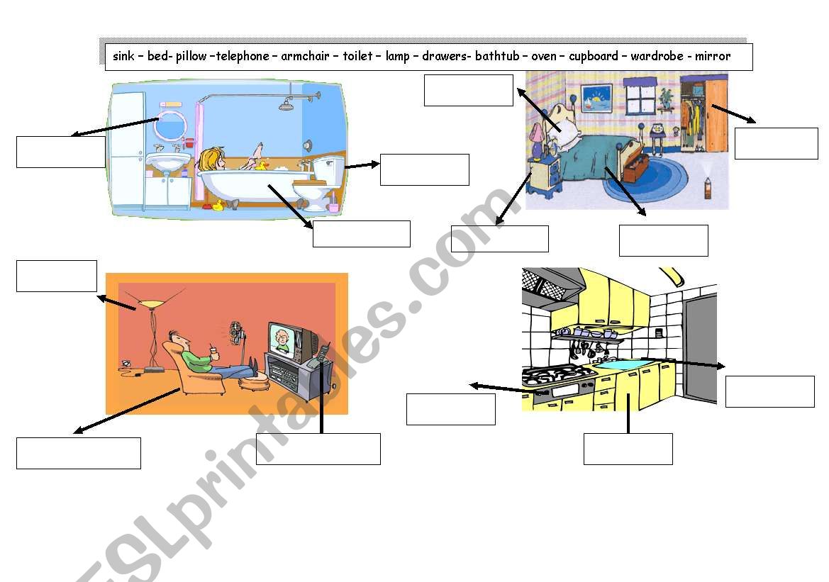 parts of the house worksheet