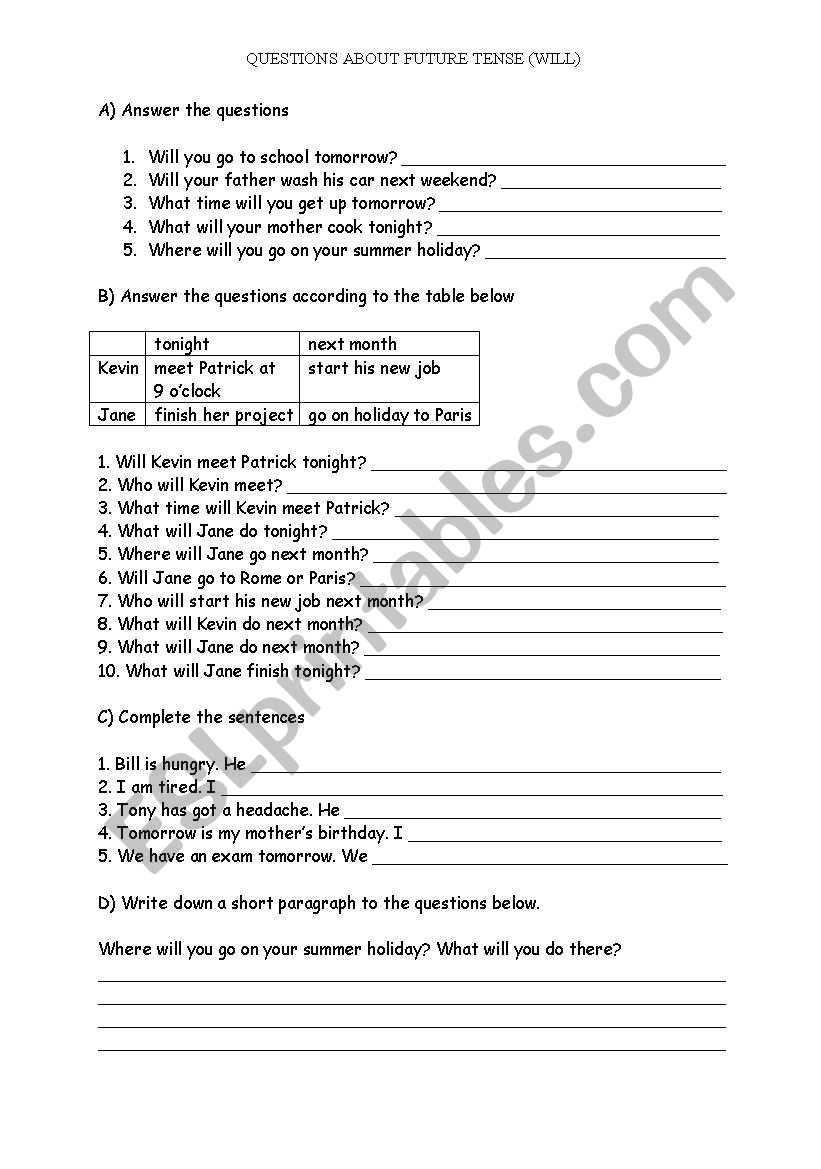 future tense worksheet