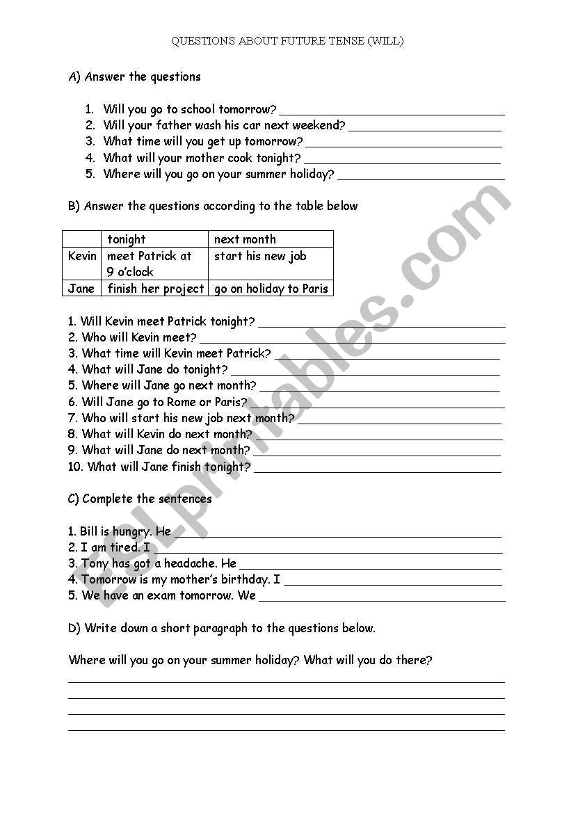 future tense worksheet