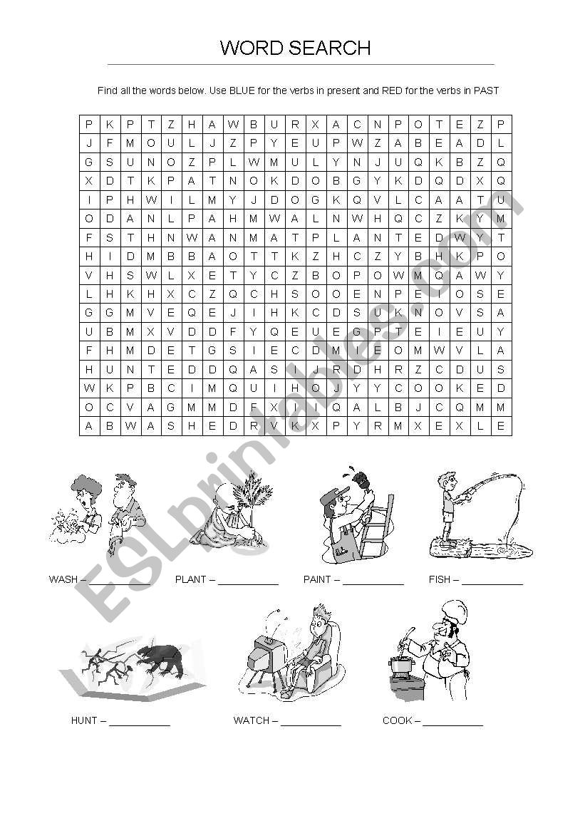 REGULAR VEBS - WORDSEARCH worksheet