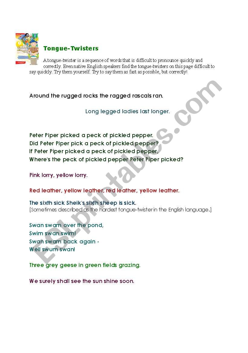 Tongue-twisters worksheet