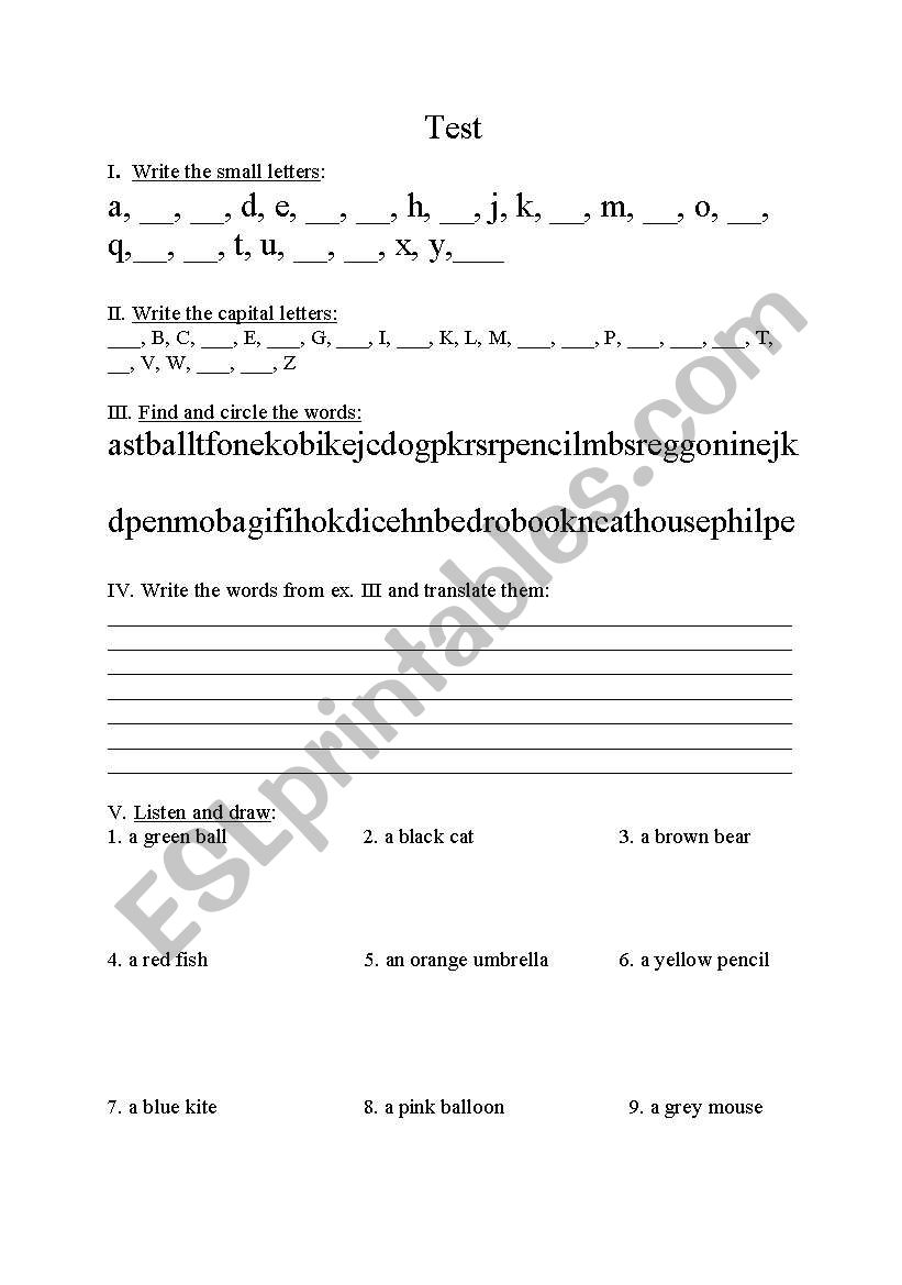 alphabet worksheet