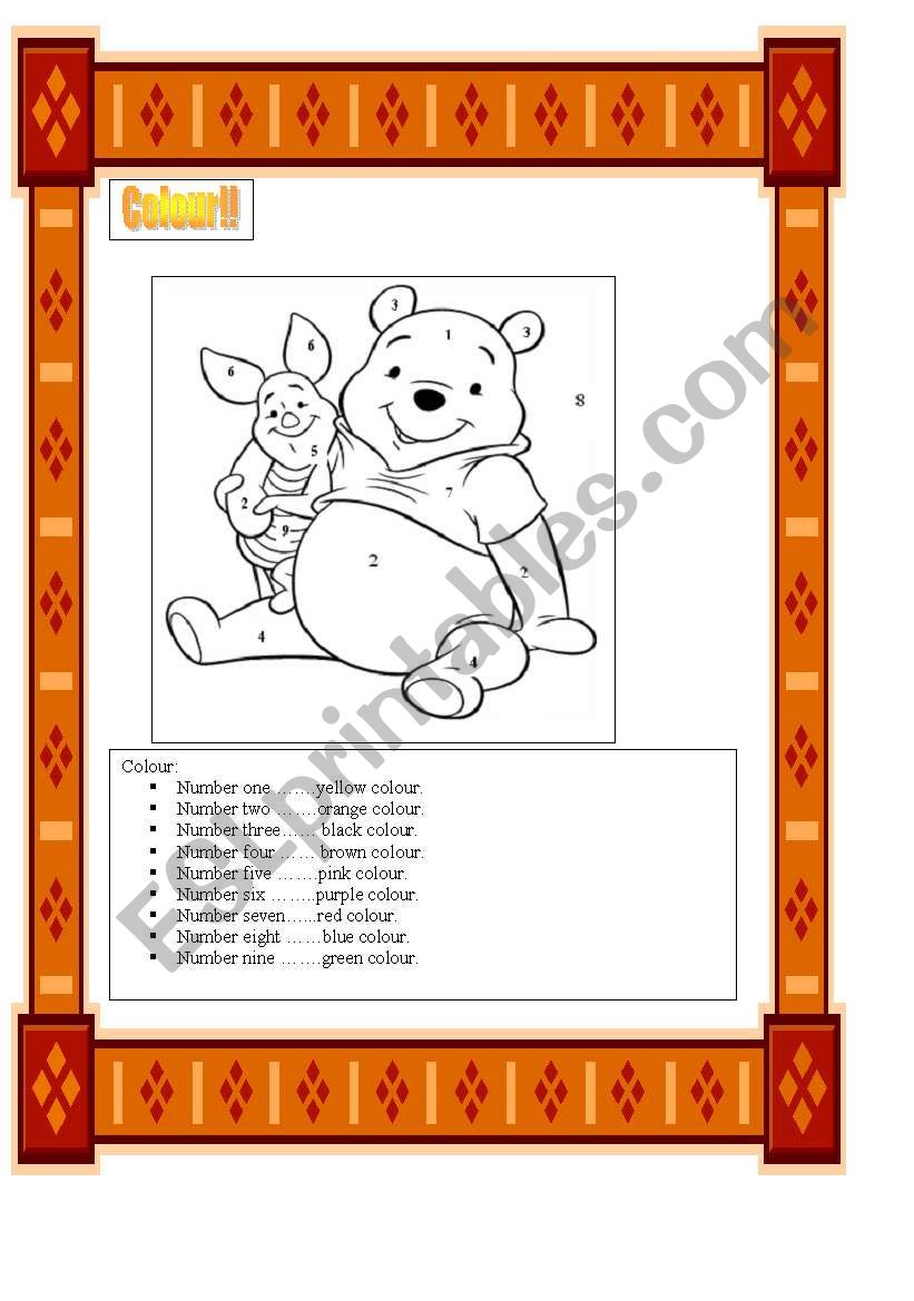 Colours and Numbers worksheet