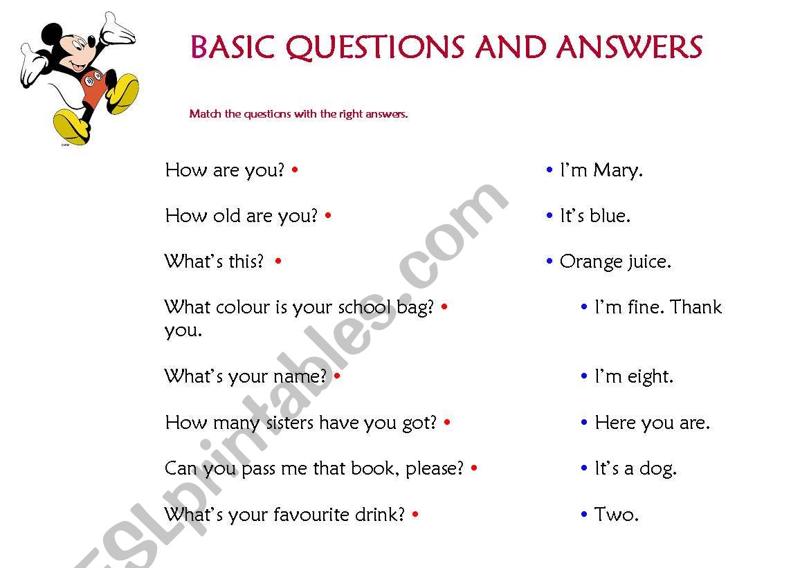 basic questions and answers worksheet