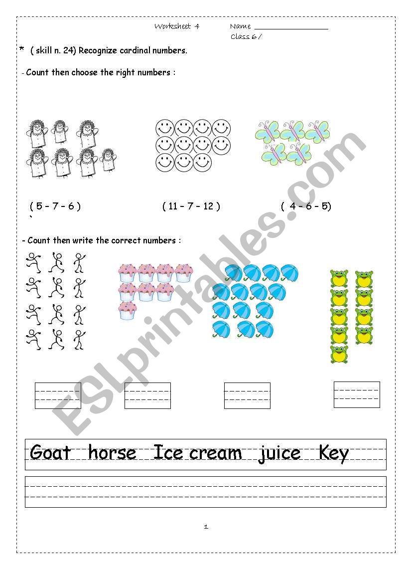 supply numbers and copy simple words