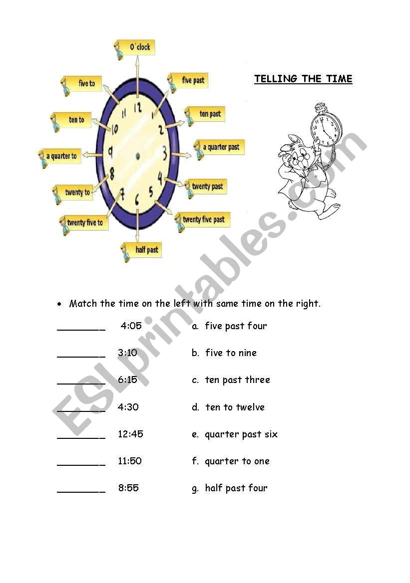 Telling the time worksheet