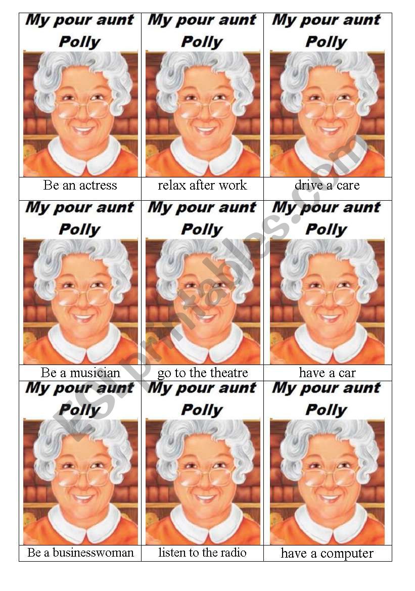My Pour Aunt Polly GAME worksheet