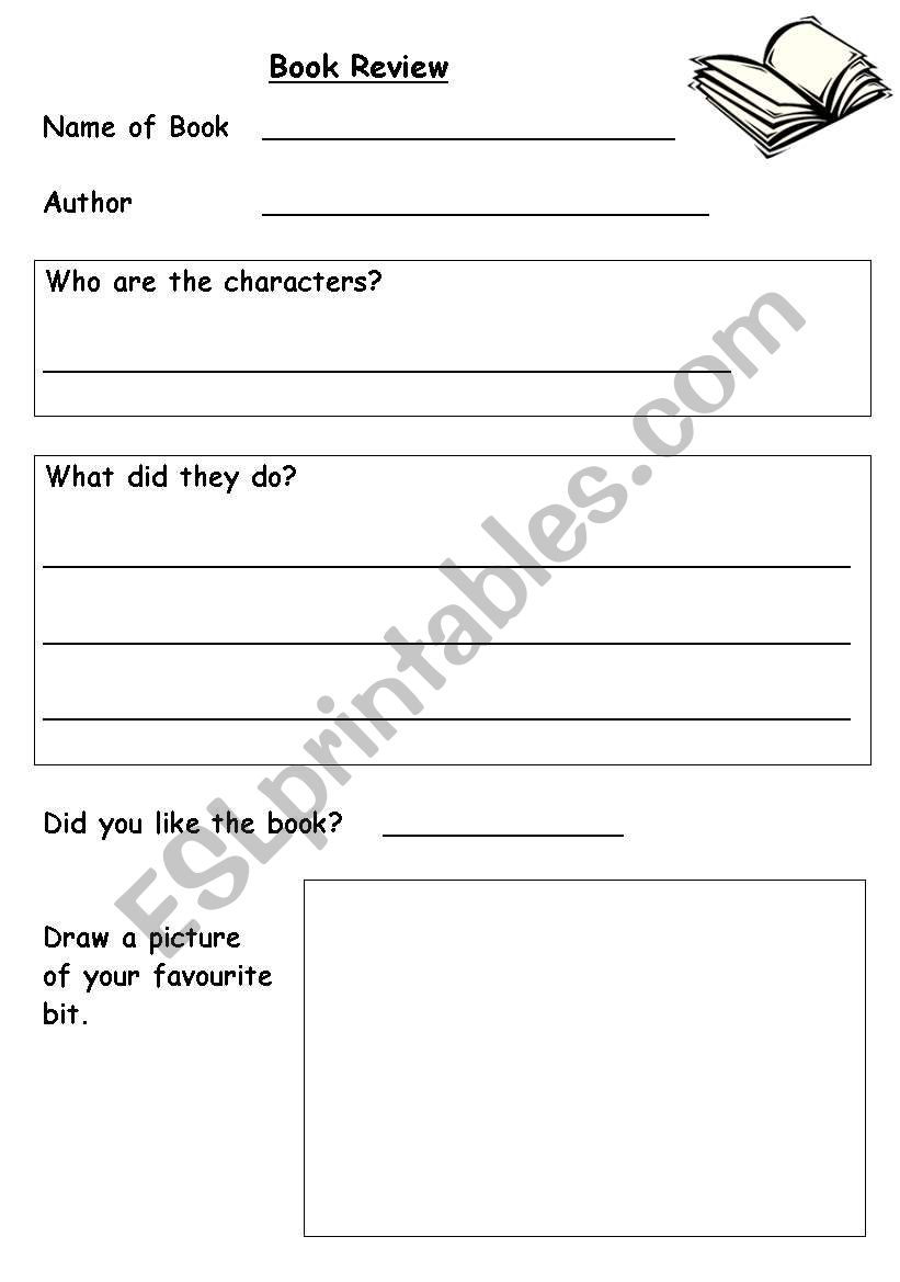 Book Review Sheet worksheet