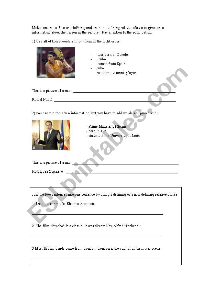 defining and non-defining relative clauses