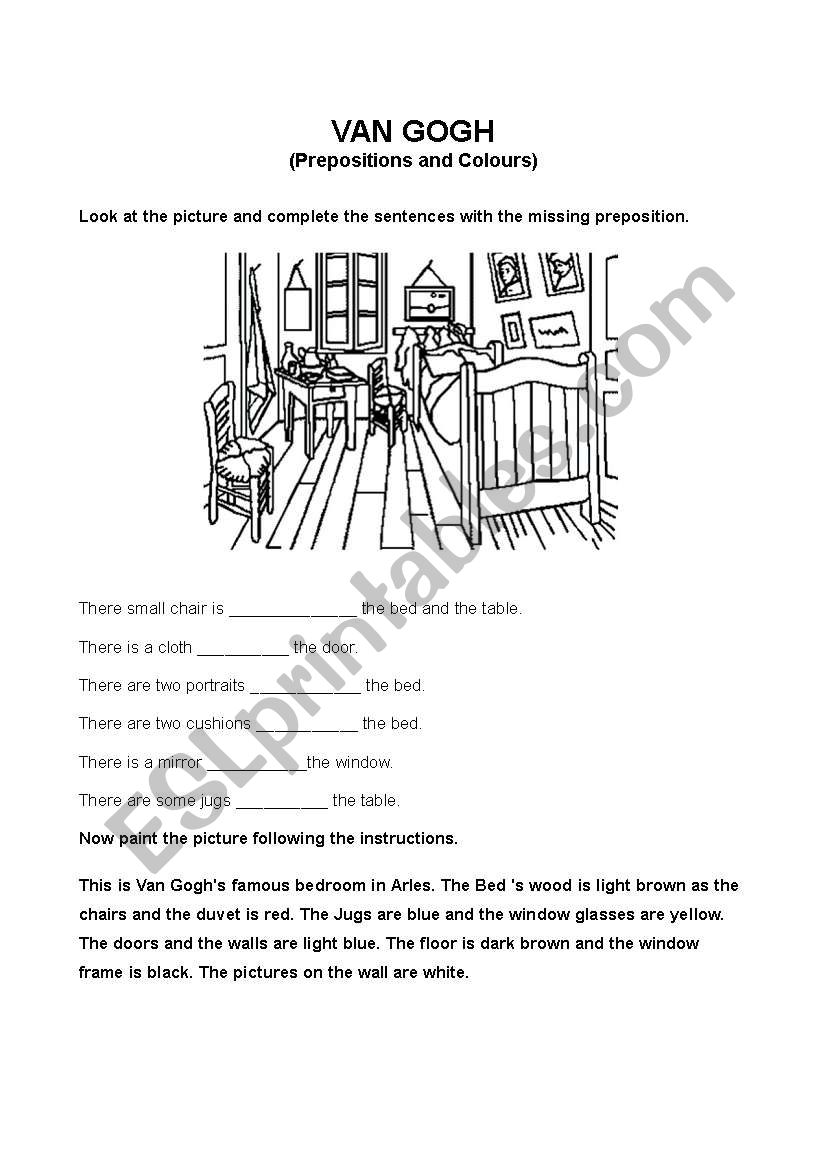 Van Gogh bedroom worksheet