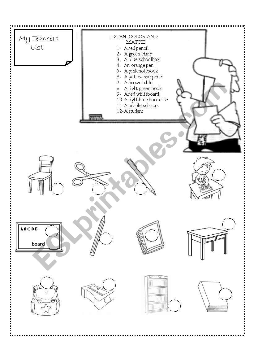 MY TEACHERS LIST worksheet