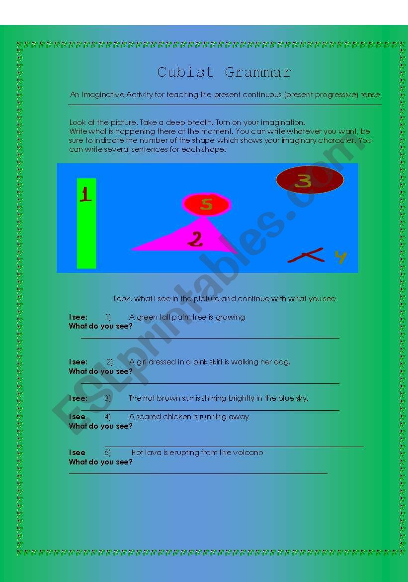 A fun activity for teaching Present Continuous (progressive)