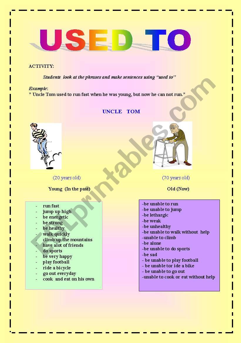 structure of used to worksheet