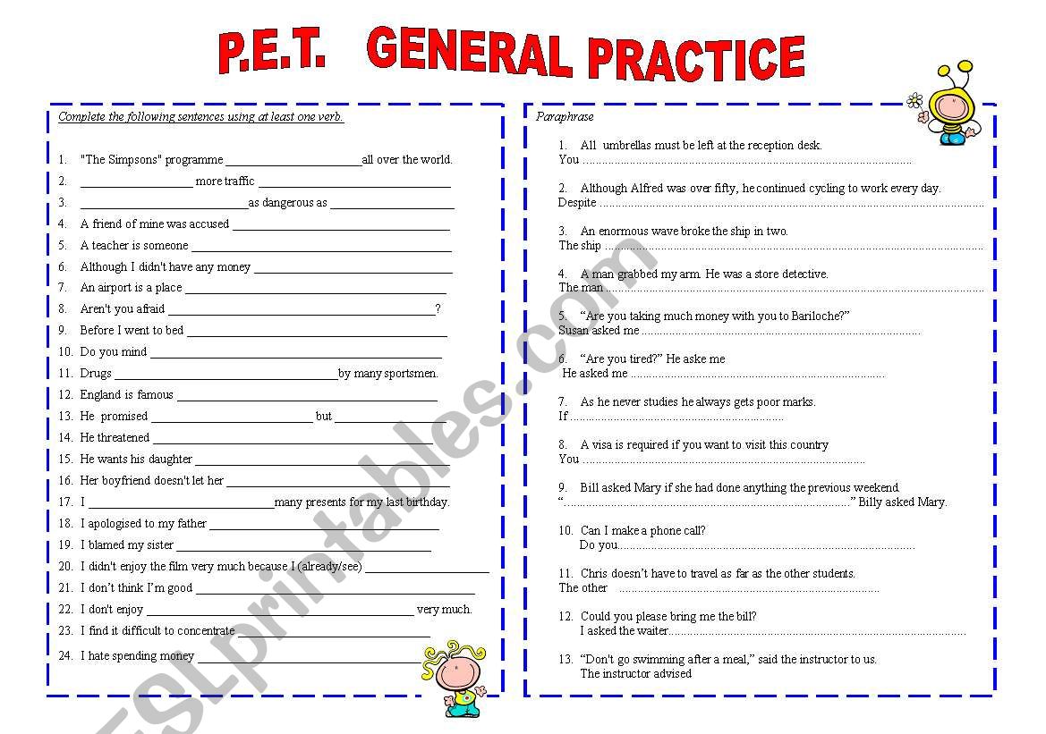 General practice for INTERMEDIATE STUDENTS