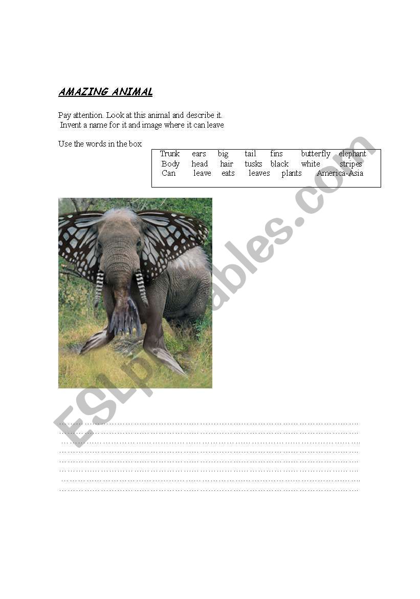 AMAZING ANIMAL worksheet