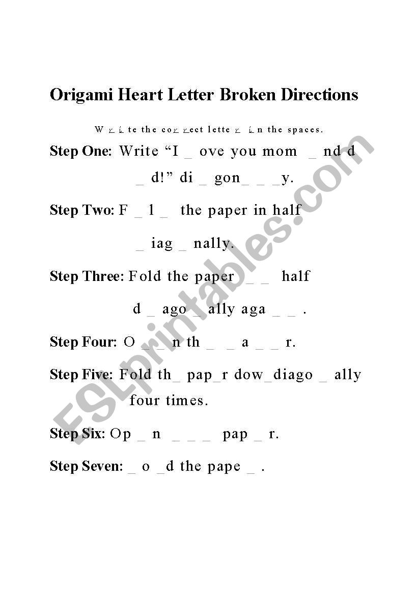 Origami Heart Letter Broken Directions