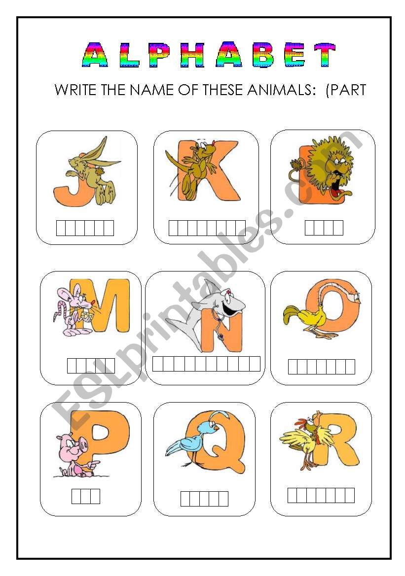 ANIMALS ALPHABET worksheet