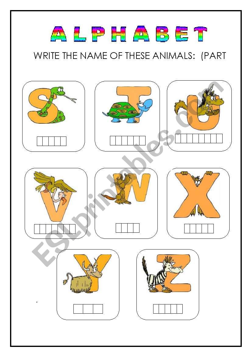 ANIMALS ALPHABET worksheet