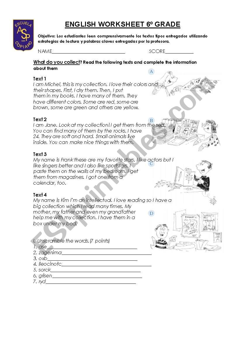 What do you collect? worksheet