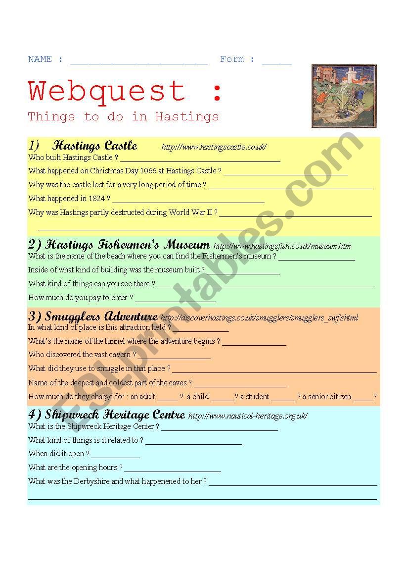 Webquest : HASTINGS ( + Answer Key )