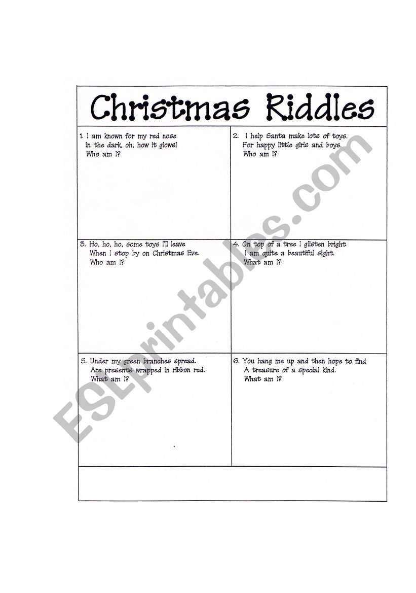 Christmas Riddles worksheet