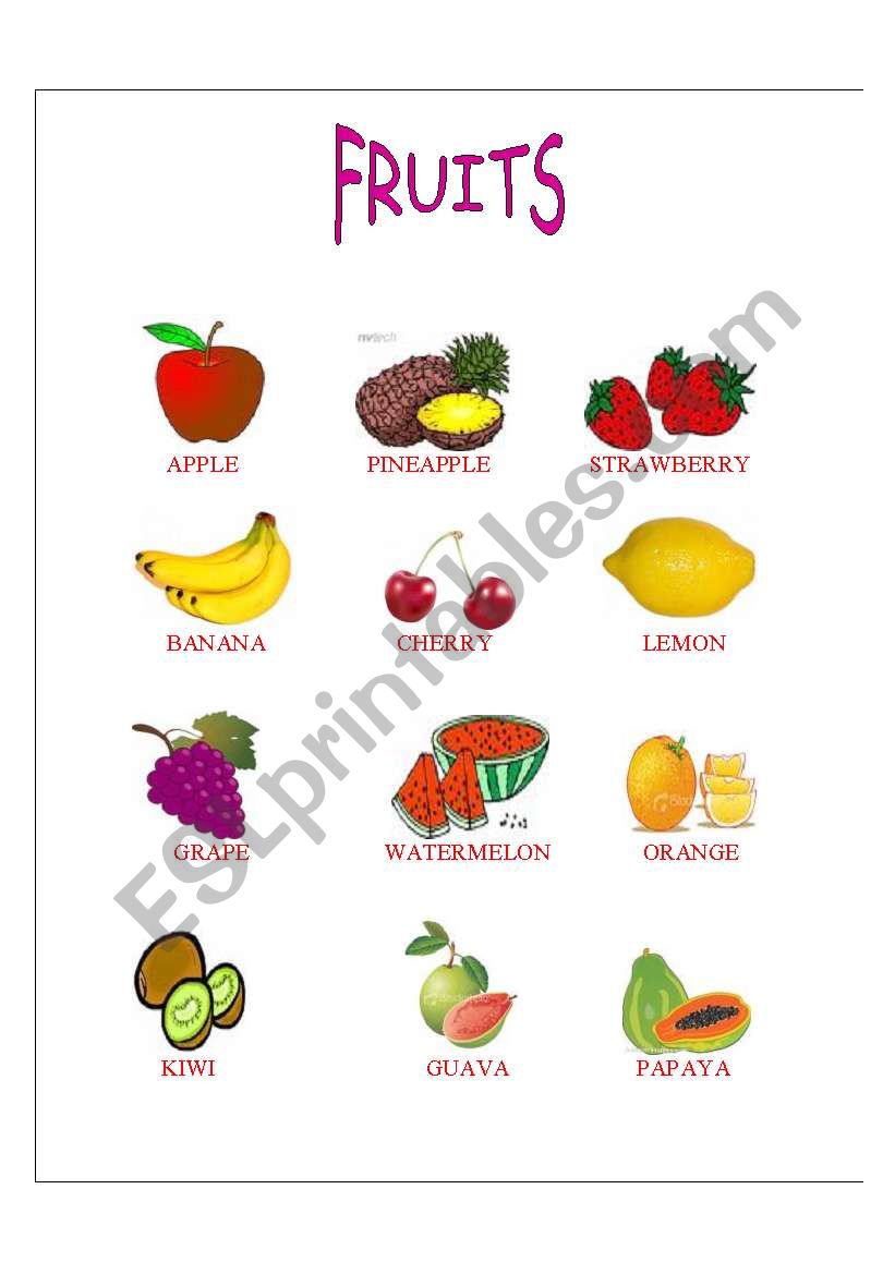 FRUITS worksheet