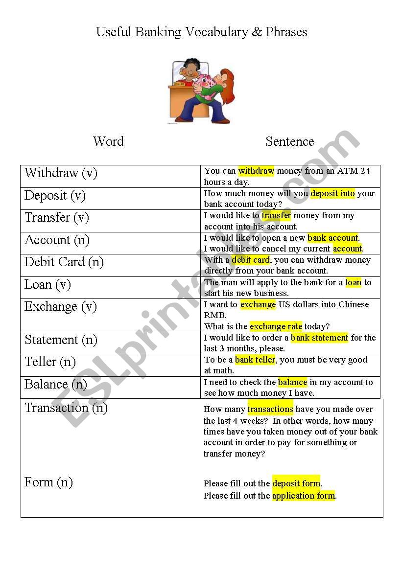Useful Money and Banking Vocabulary
