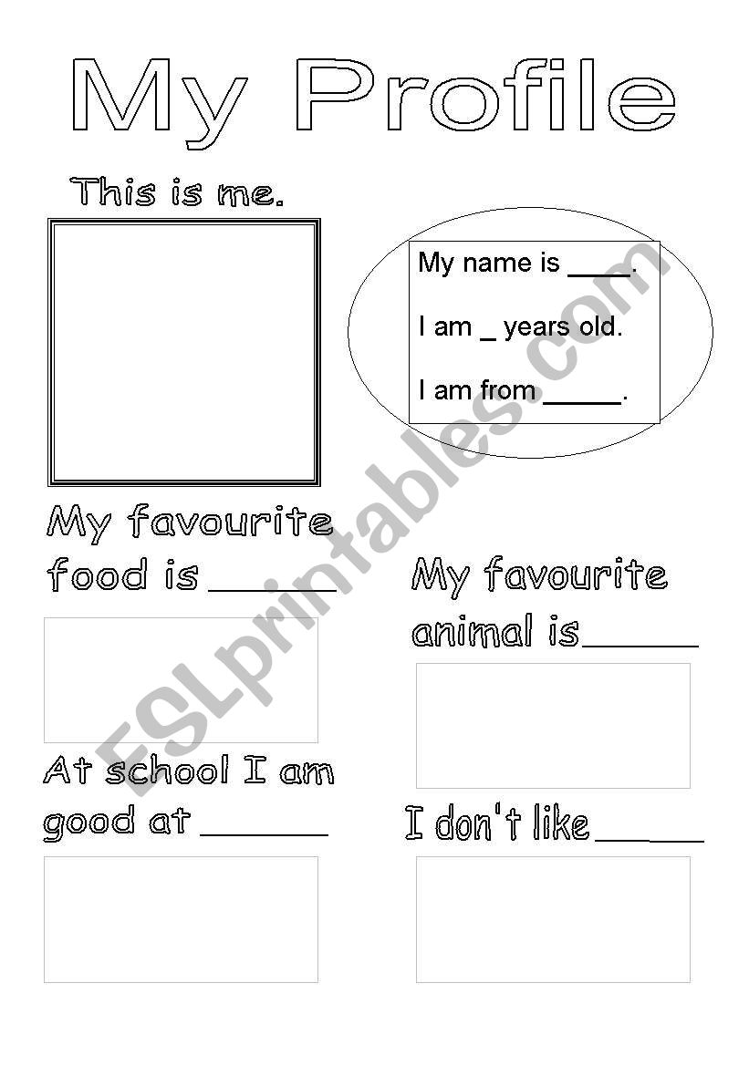 All About Me worksheet