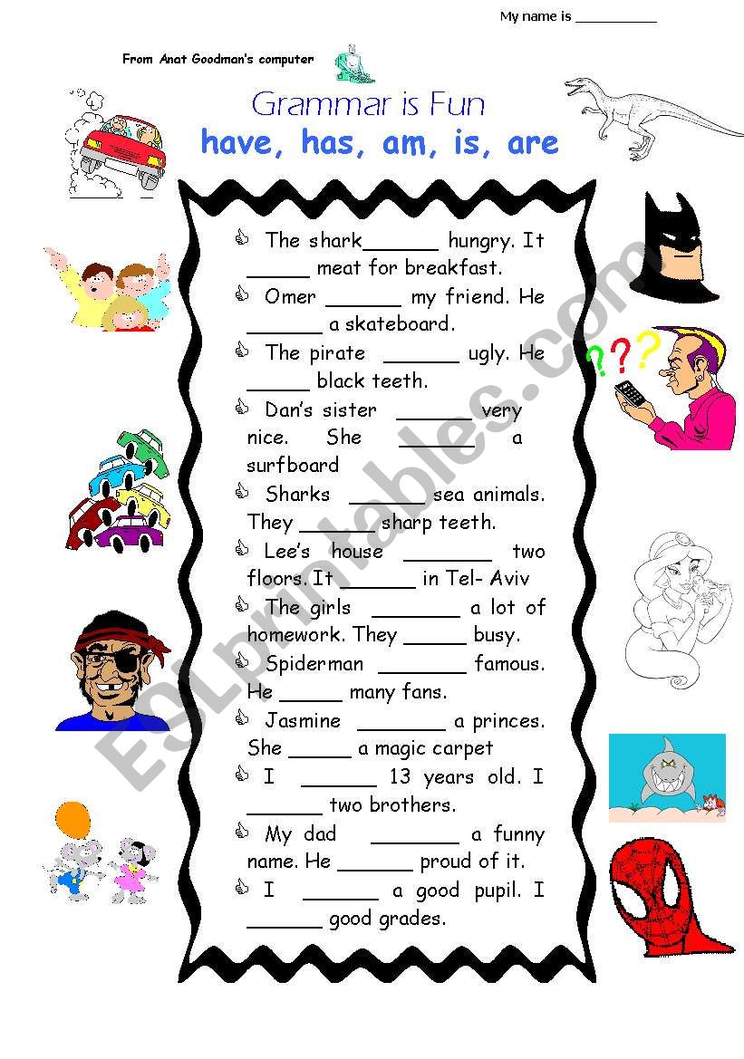 have has am is are esl worksheet by anats english school