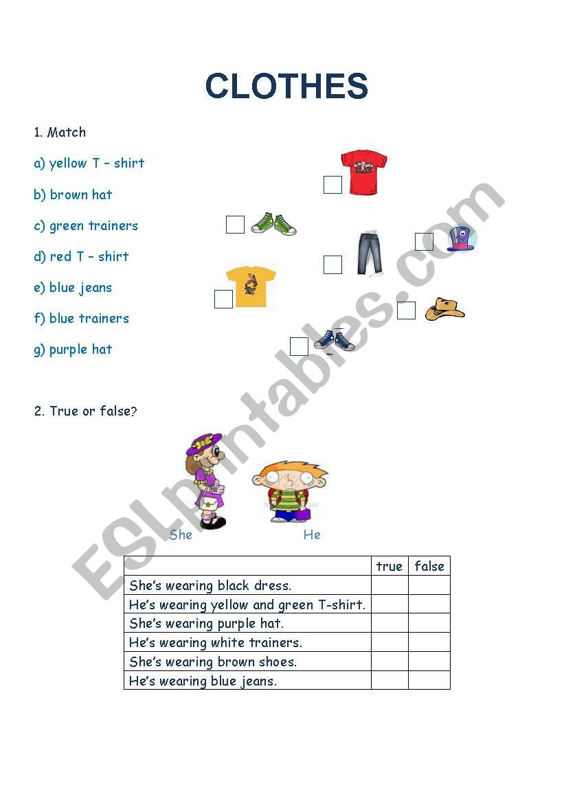 Clothes worksheet